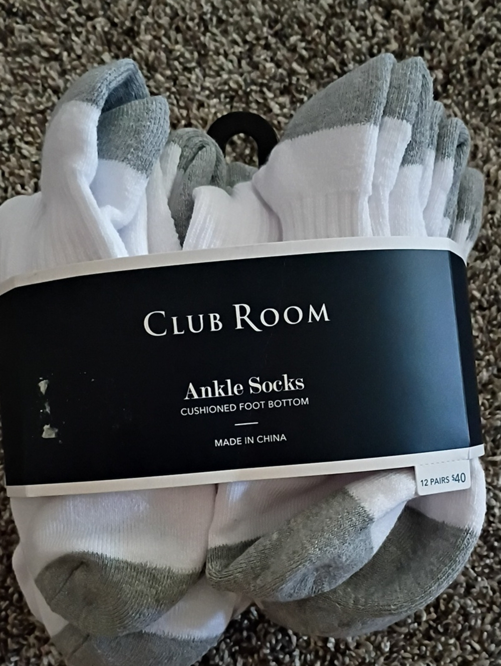 Club Room White & Gray Cushioned Ankle Socks - Pack